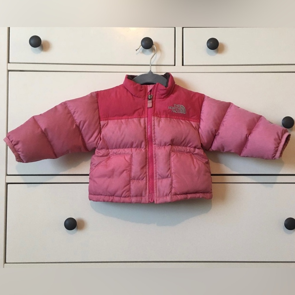Infant/baby the north face pink/brown puffer coat/jacket